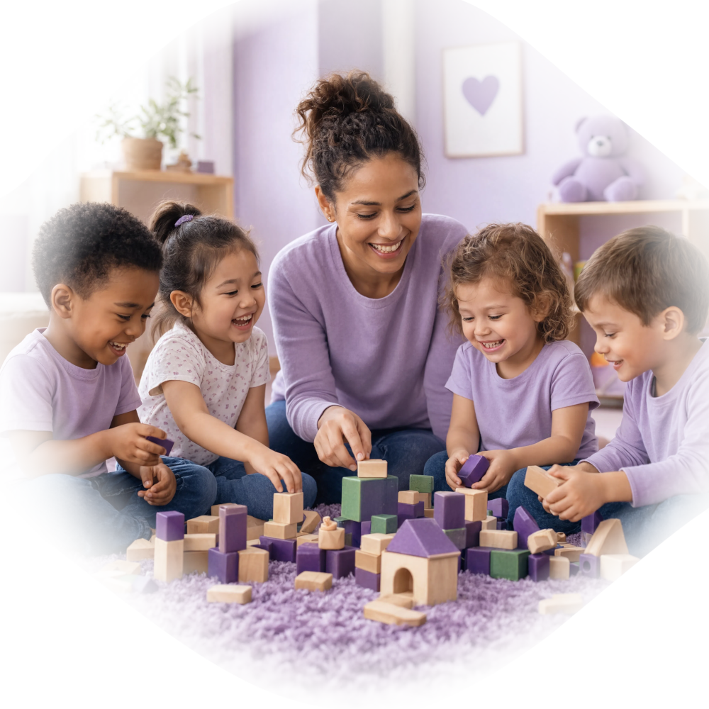 Children playing with building blocks at Creative Minds Academy Toronto